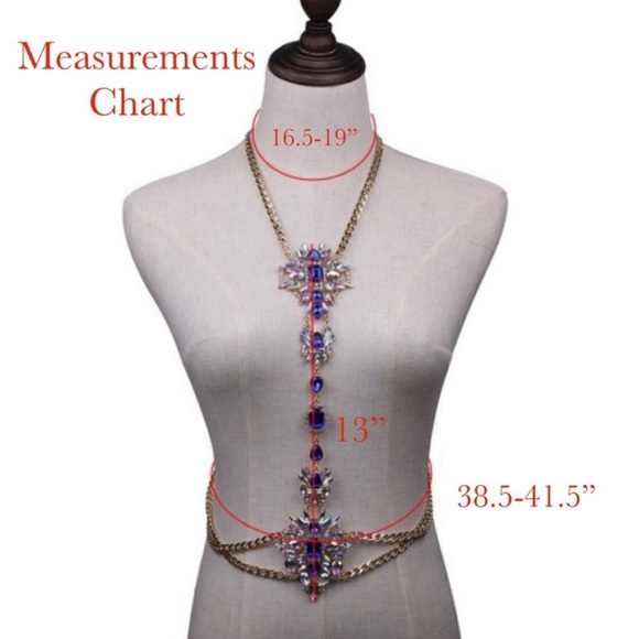 Boho Long Crystal Rhinestone Body Necklace Harness - Picture 16 of 16